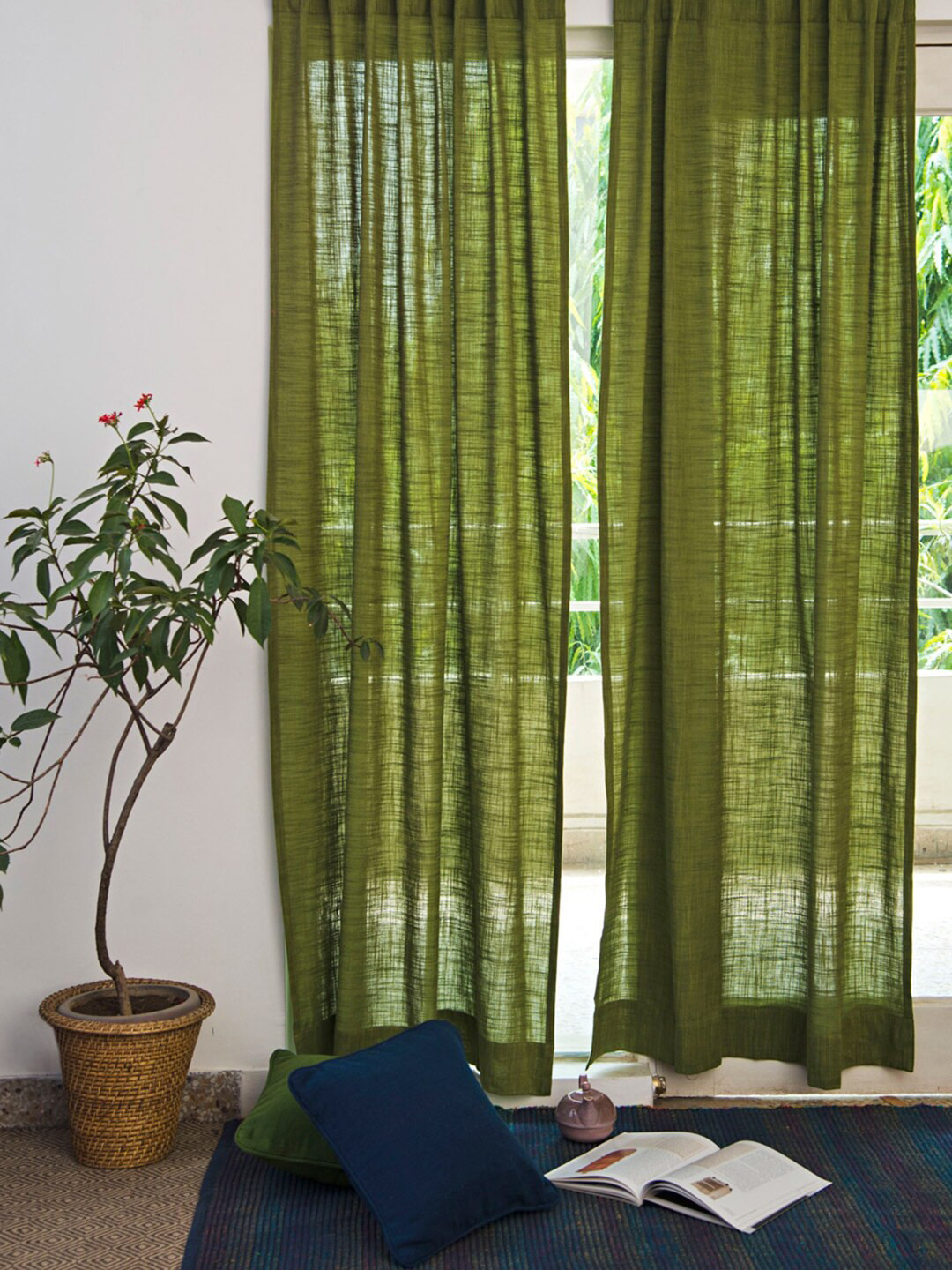 

Fabindia Nalika Green Cotton Window Curtain
