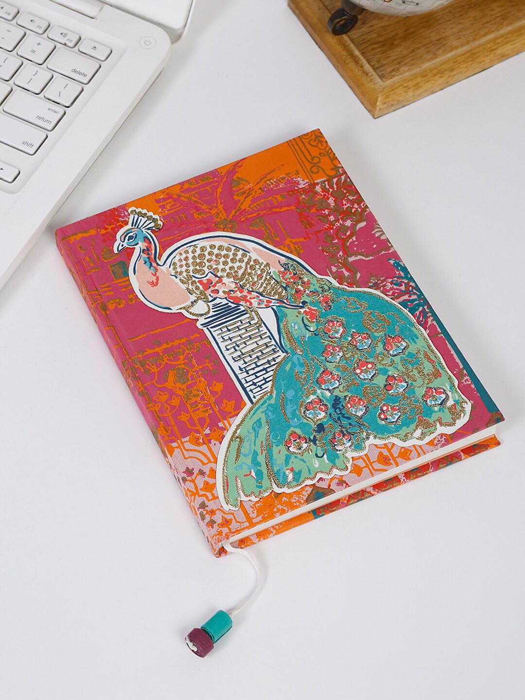 

Fabindia Ijara Peacock Writing Book, Pink