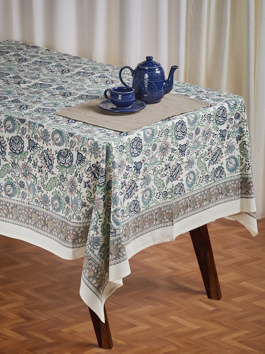 

Fabindia Blue Printed Cotton Table Cover