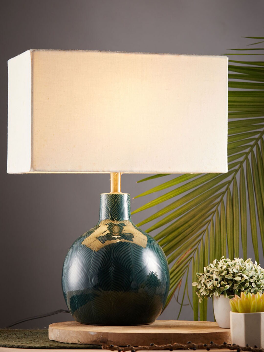 

Fabindia Ceramic Table Lamp, Green