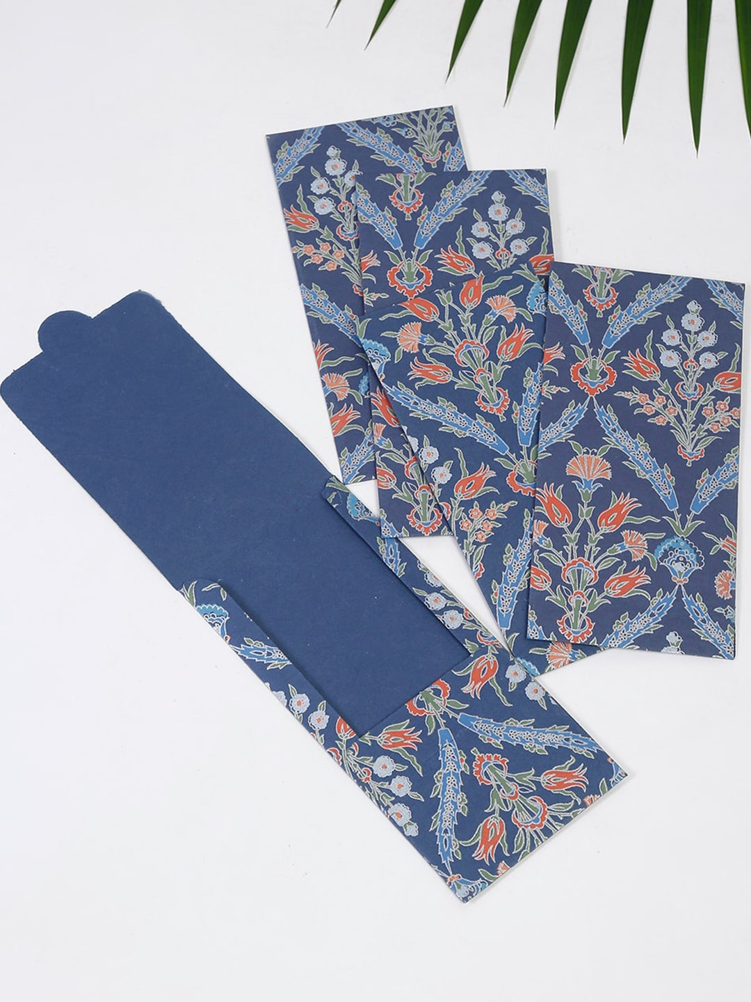 

Fabindia Set Of 5 Sevantiak Printed Paper Money Envelope, Blue