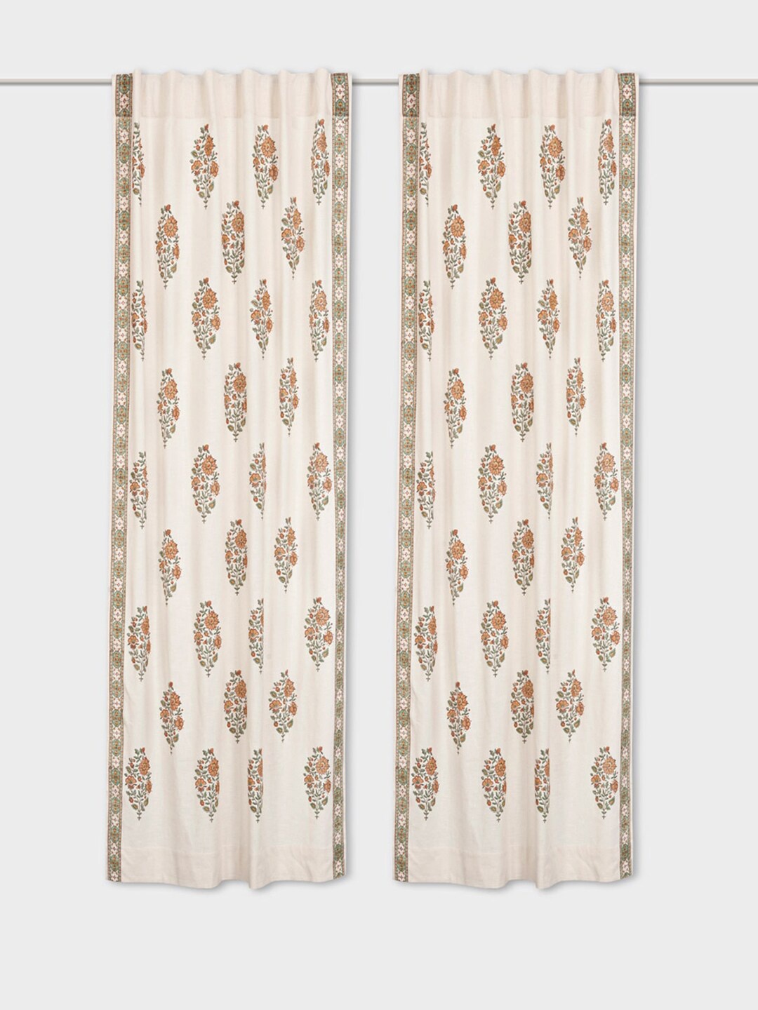 

Fabindia Vanan Cream & Mustard Floral Printed Cotton Window Curtain