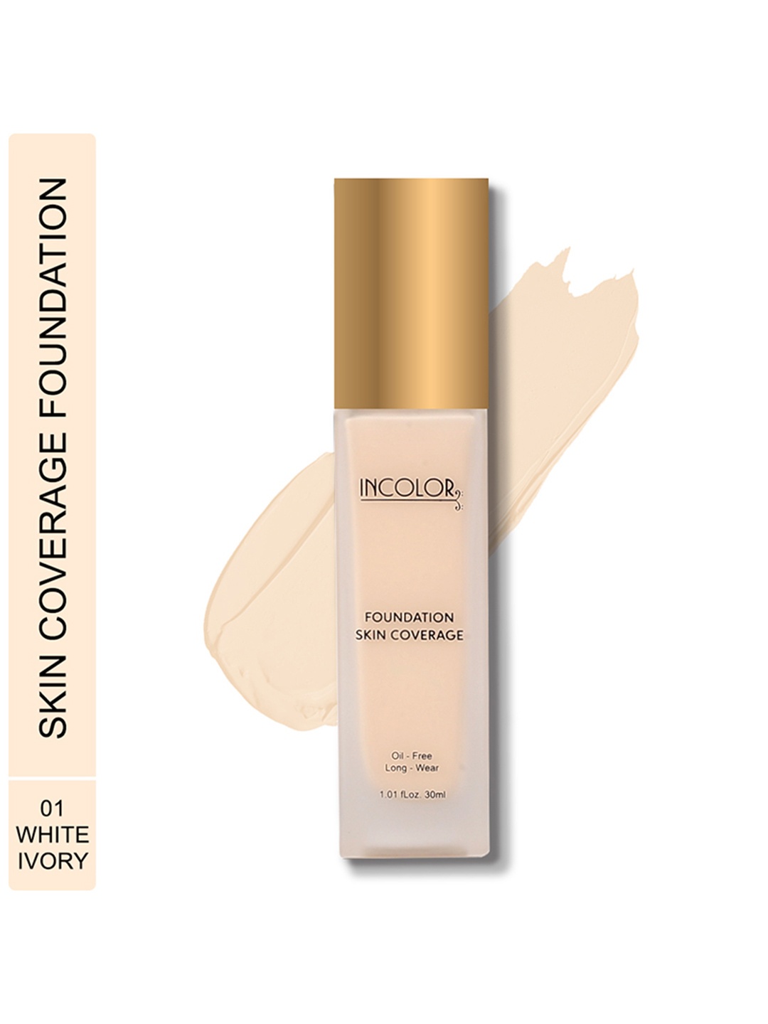 INCOLOR Foundation Skin Coverage - 30 ml 01 White Ivory, Cream