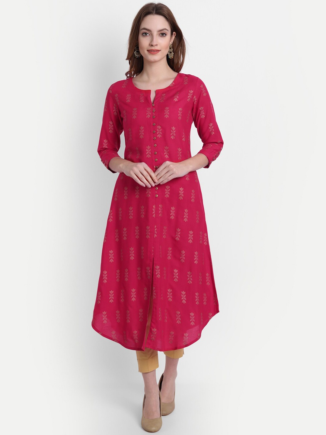 

fabGLOBAL Women Floral Printed Kurta, Red