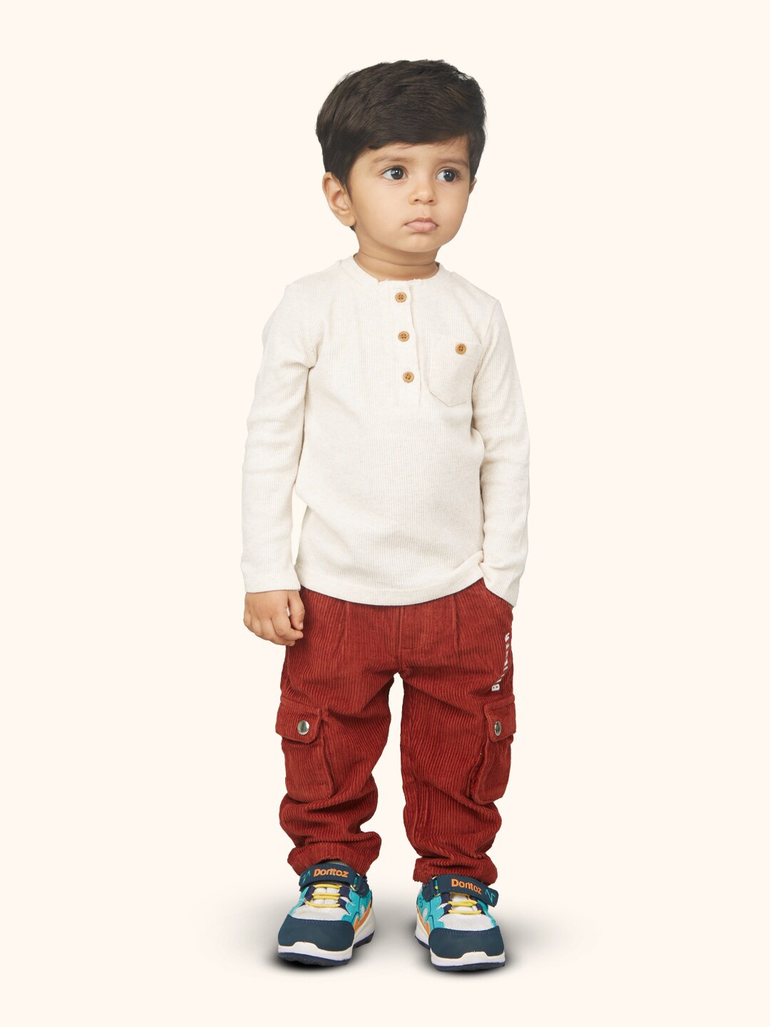 

Zalio Boys Pure Cotton T-shirt with Trousers, Off white