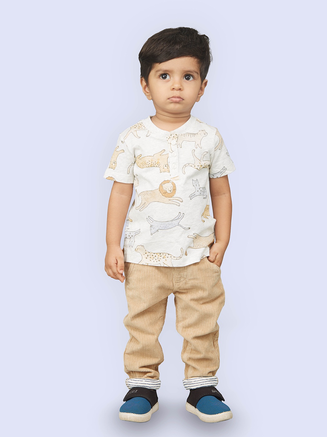

Zalio Boys Printed Pure Cotton T-shirt with Trousers, White