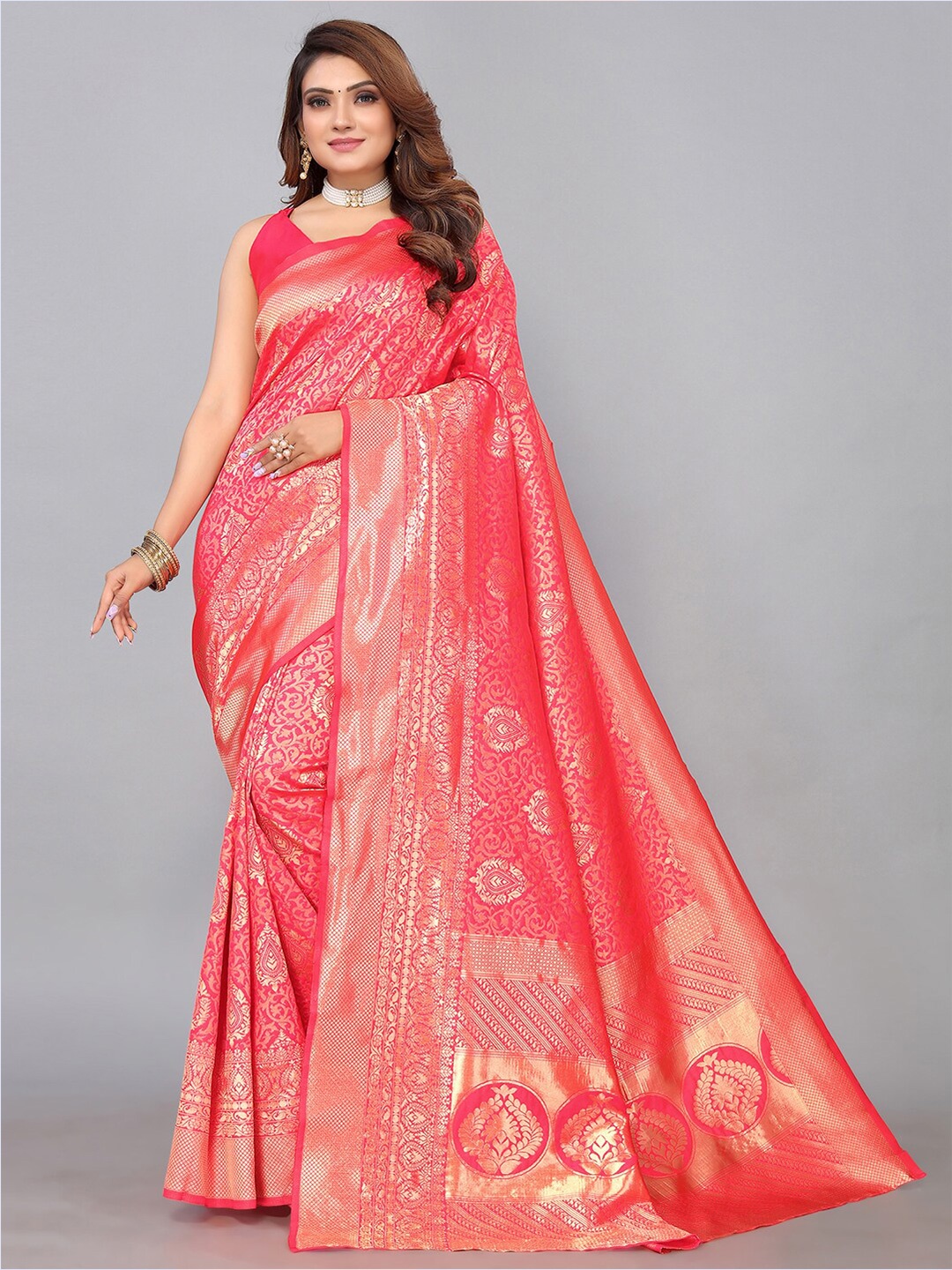 

SIRIL Ethnic Motifs Zari Banarasi Saree, Pink