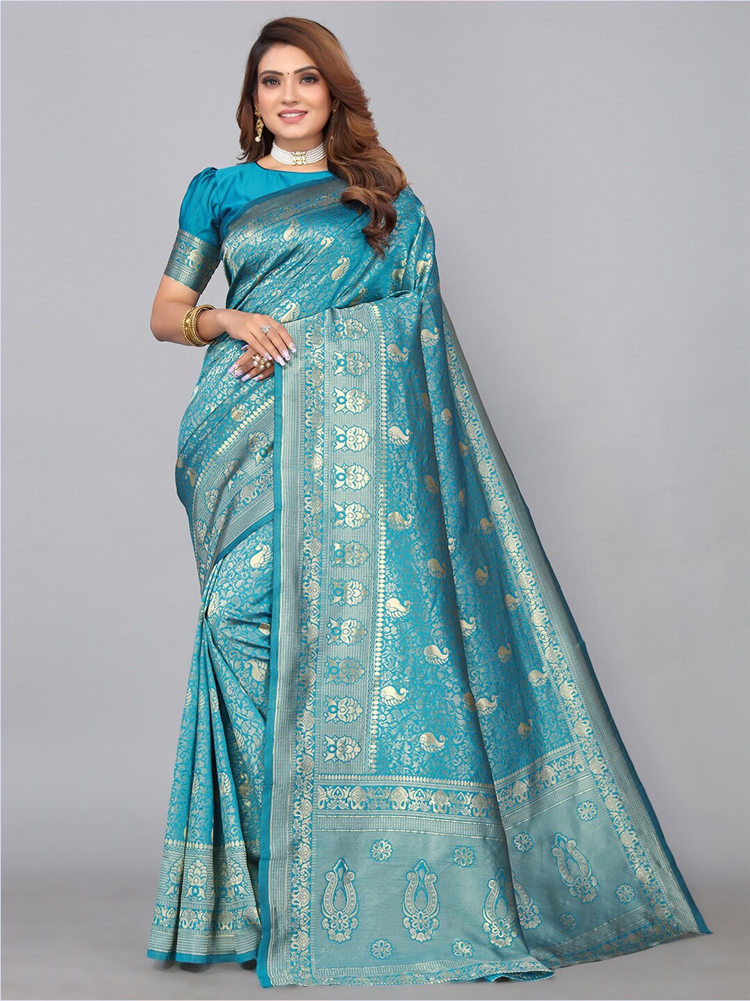 

SIRIL Paisley Zari Banarasi Saree, Blue