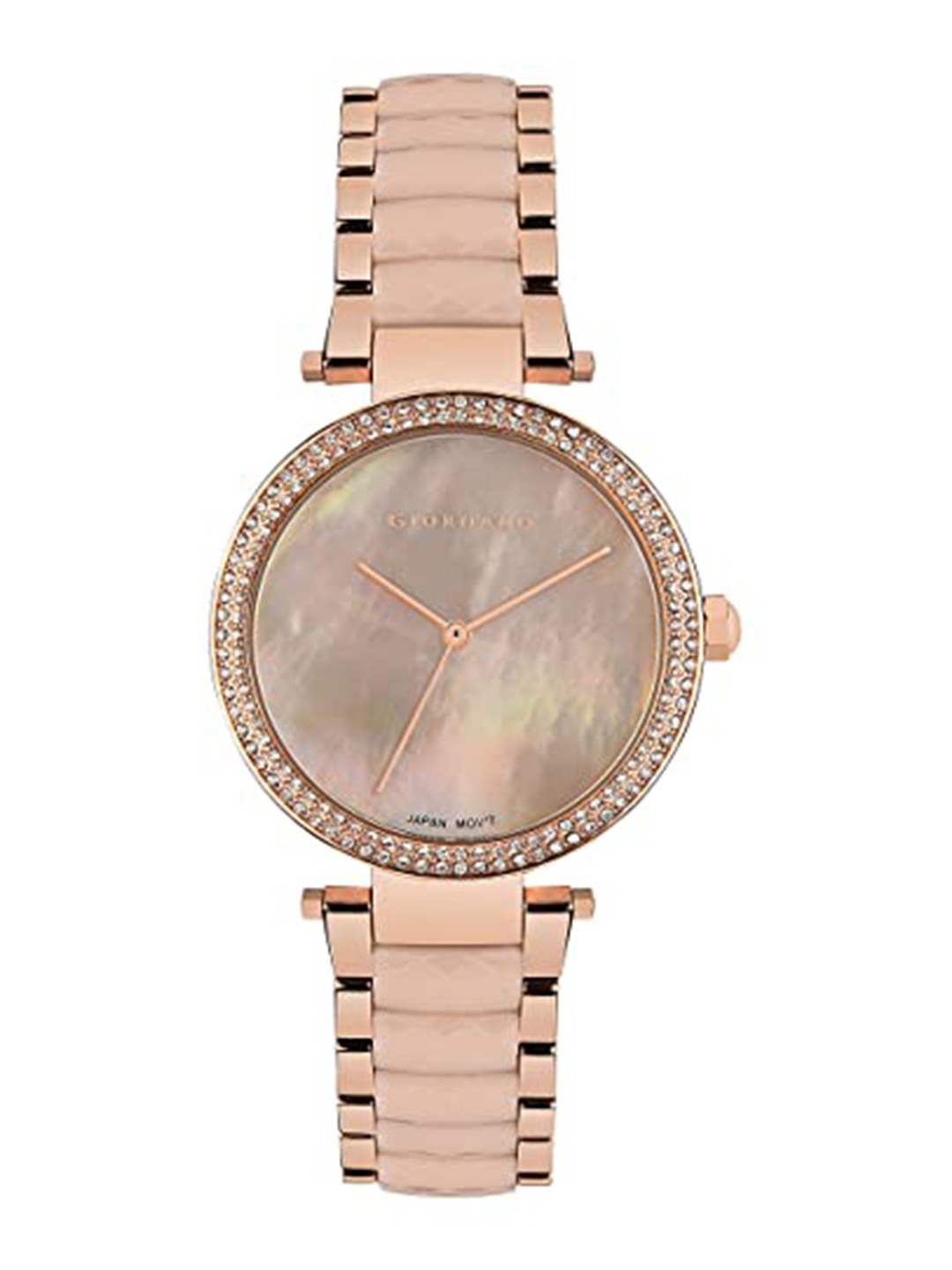 

GIORDANO Women Embellished Dial Bracelet Style Straps Analogue Watch GZ-60034-44, Rose gold