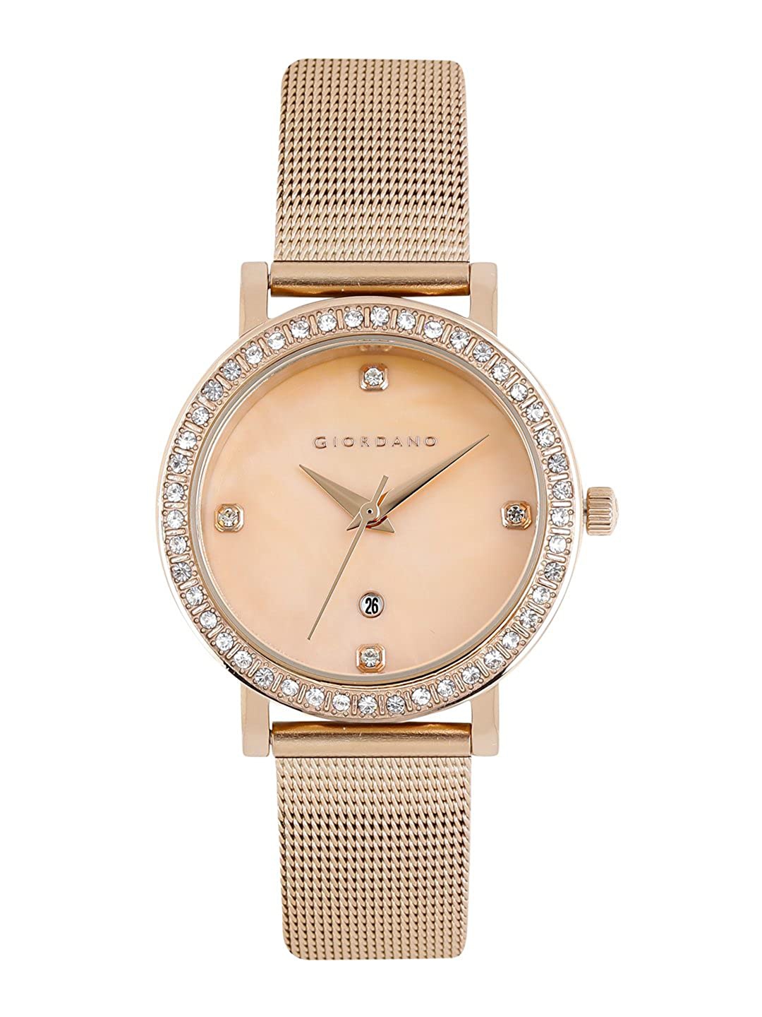 

GIORDANO Women Embellished Dial Bracelet Style Straps Analogue Watch GZ-60025-55, Rose gold