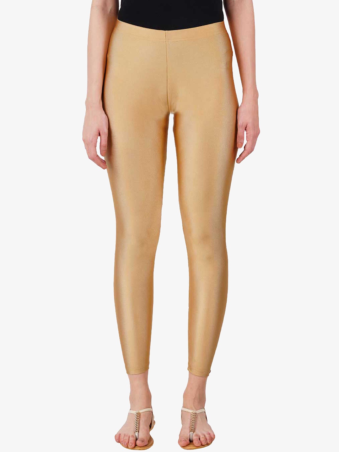 

indian flower Ankle Length Leggings, Gold