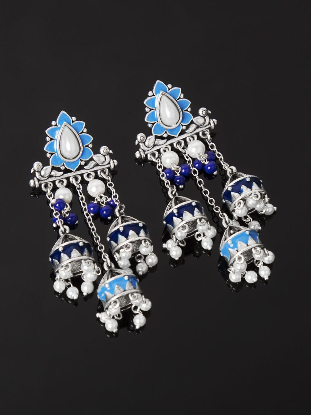 

Voylla Silver-Plated Contemporary Jhumkas Earrings