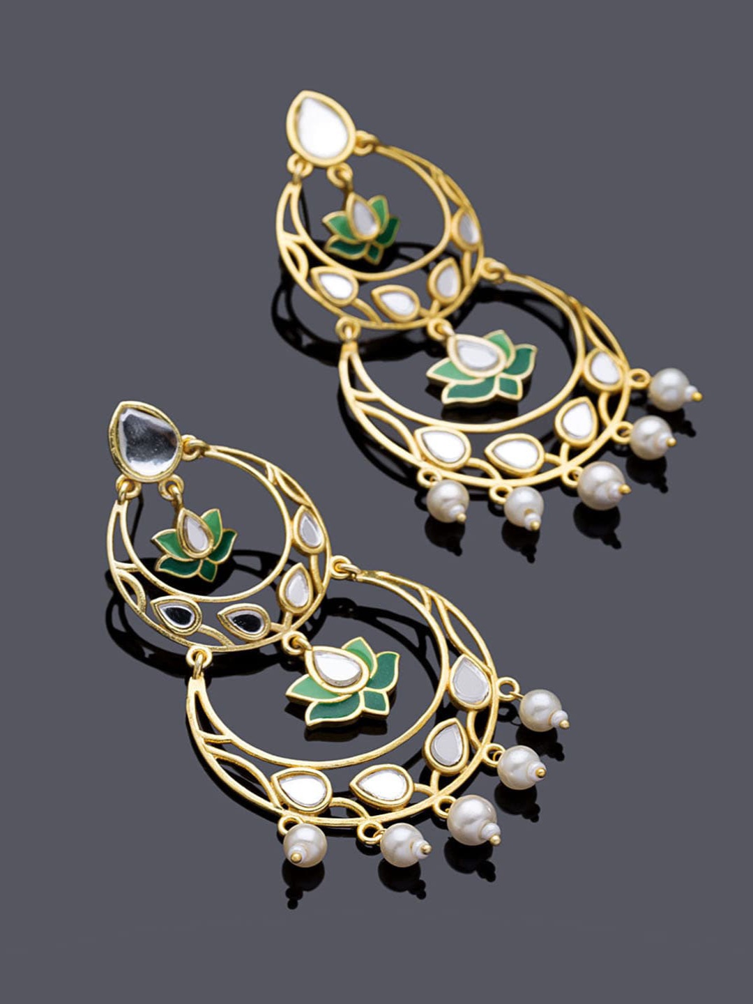 

Voylla Gold-Plated Contemporary Chandbalis Earrings