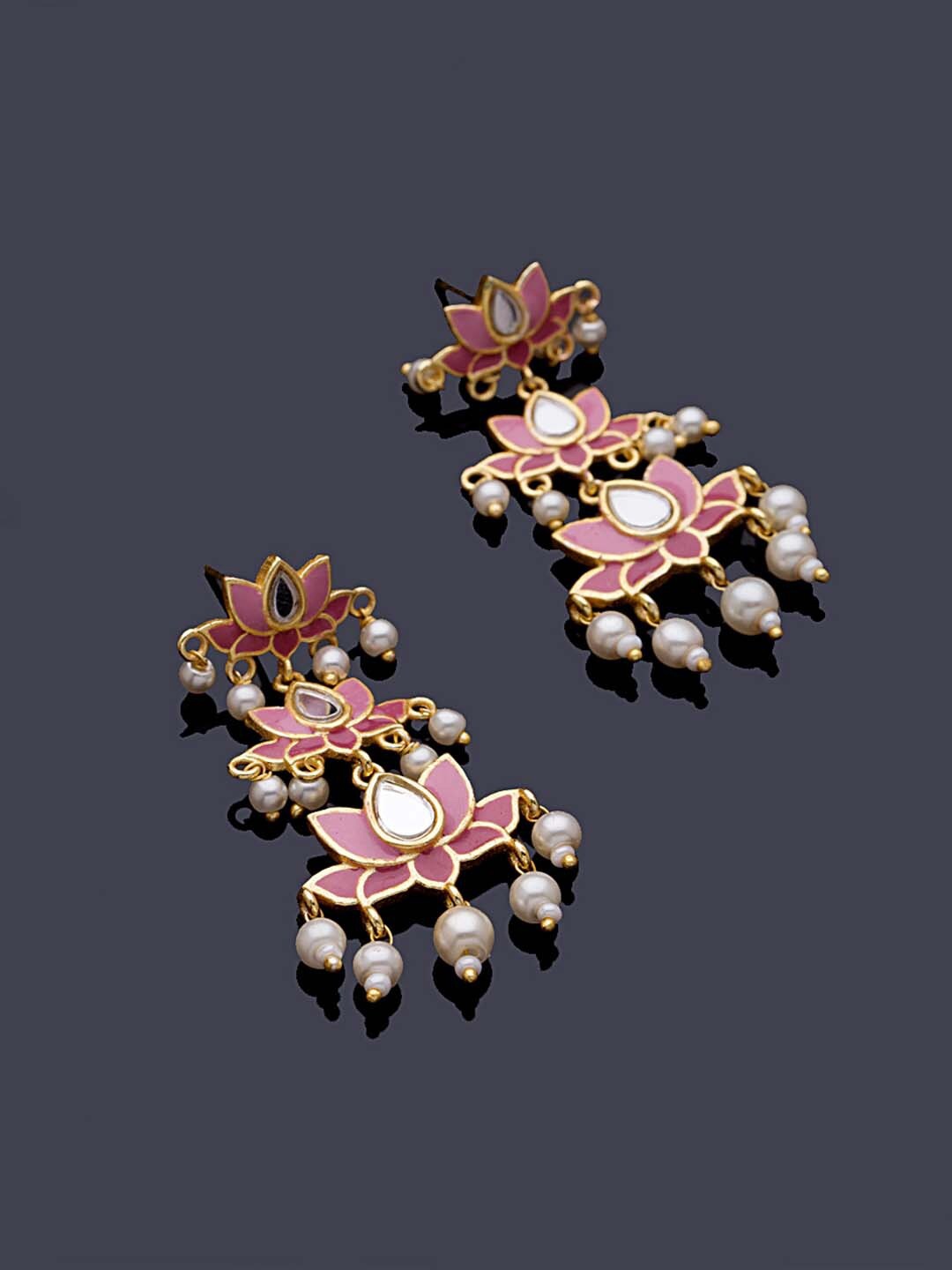 

Voylla Gold-Plated Floral Drop Earrings