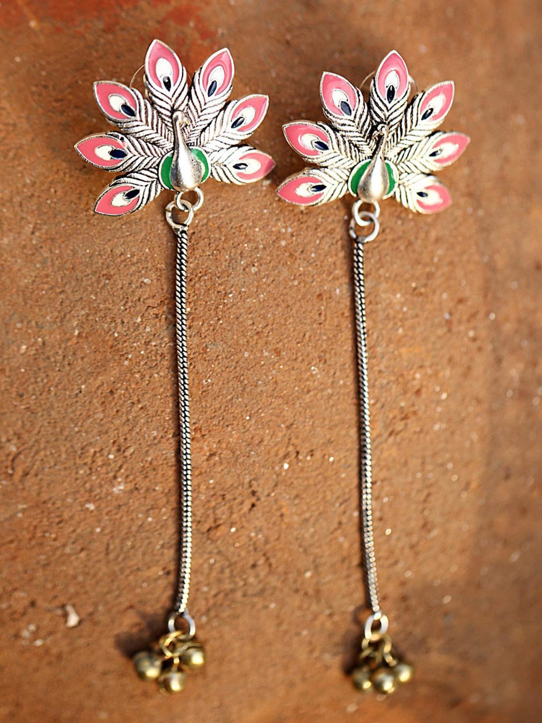 

Voylla Silver-Plated Shaped Drop Earrings