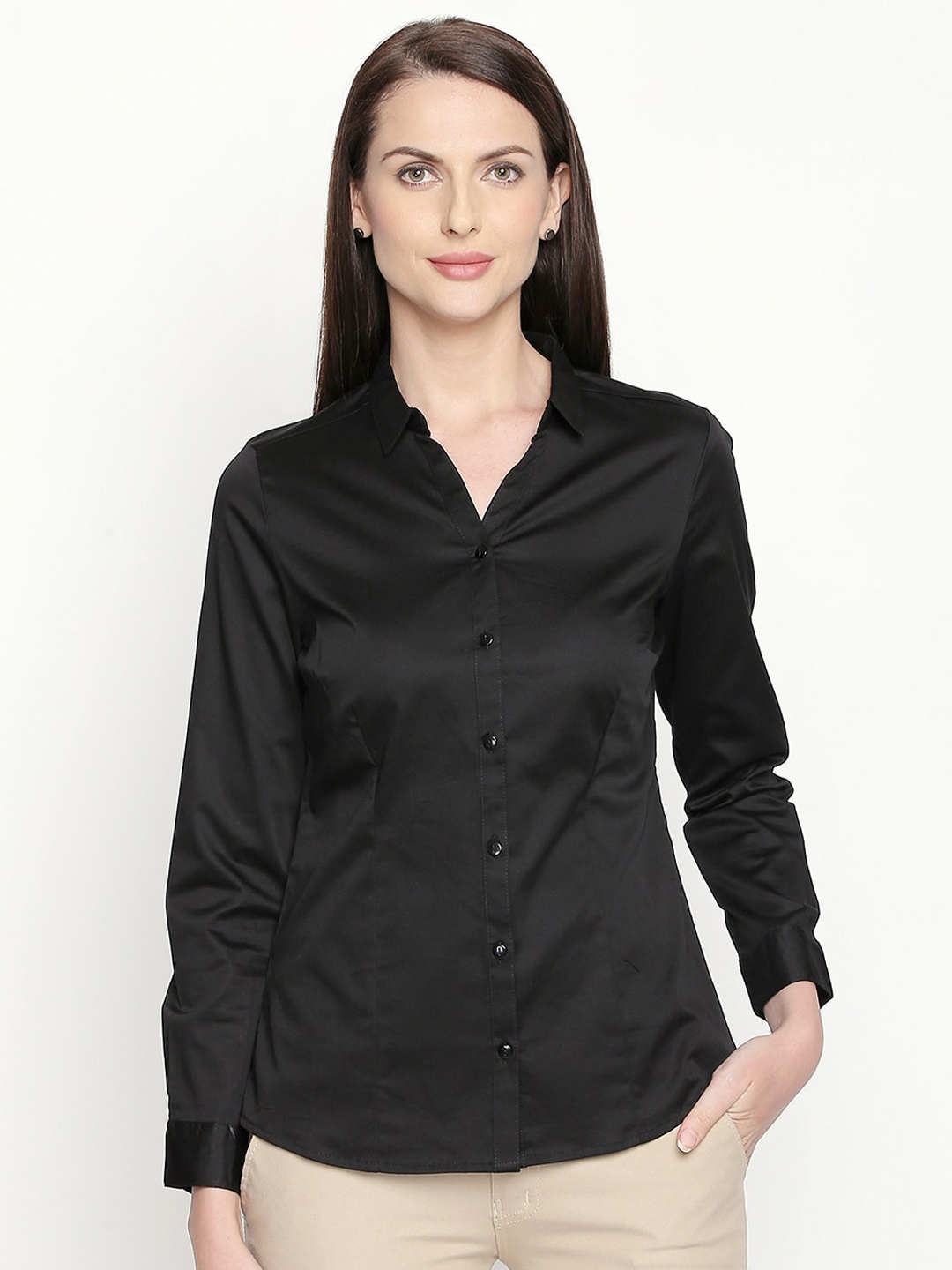 

Annabelle by Pantaloons Women Solid Formal Shirt, Black