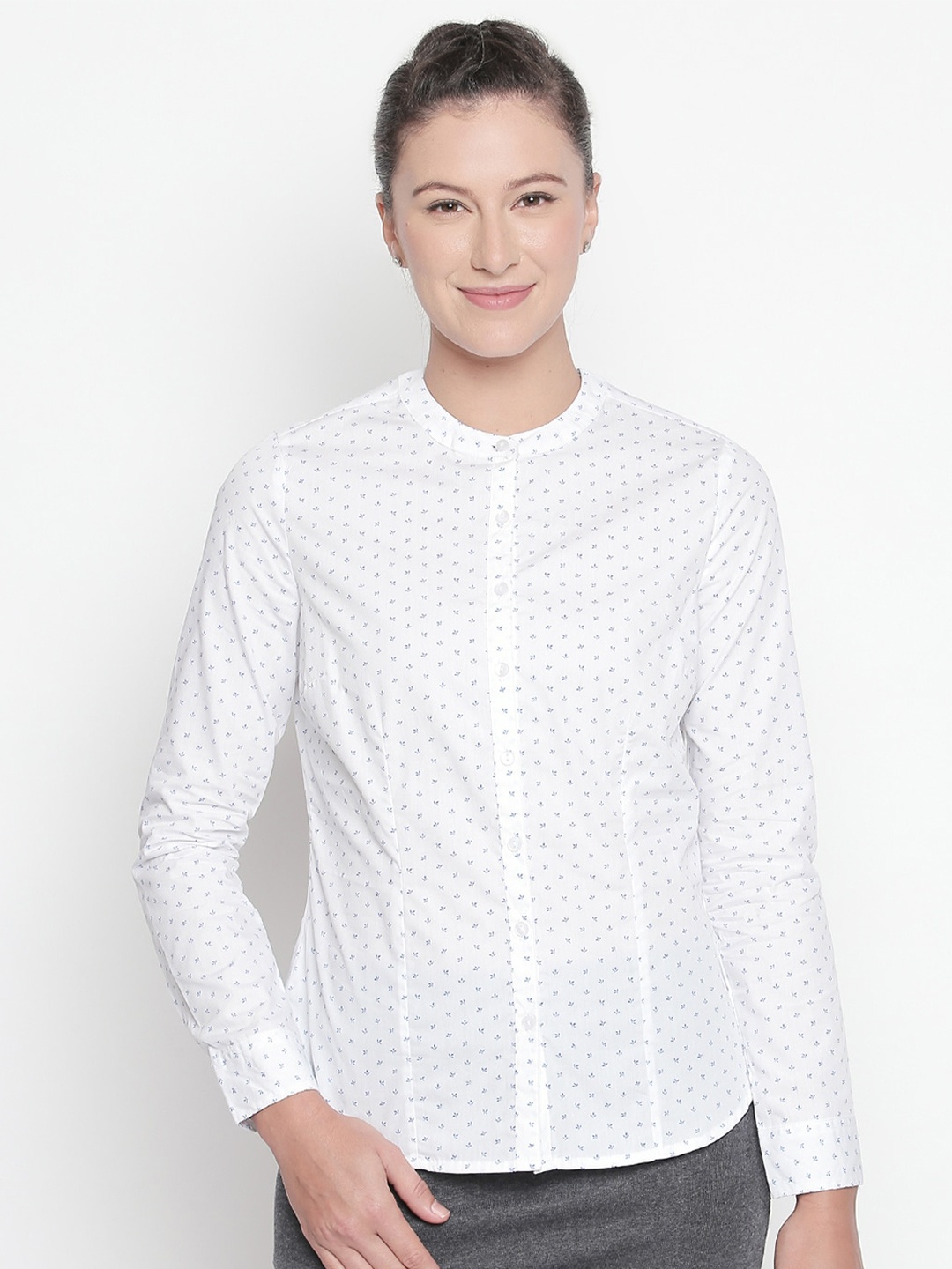 

Annabelle by Pantaloons Women Printed Cotton Formal Shirt, White