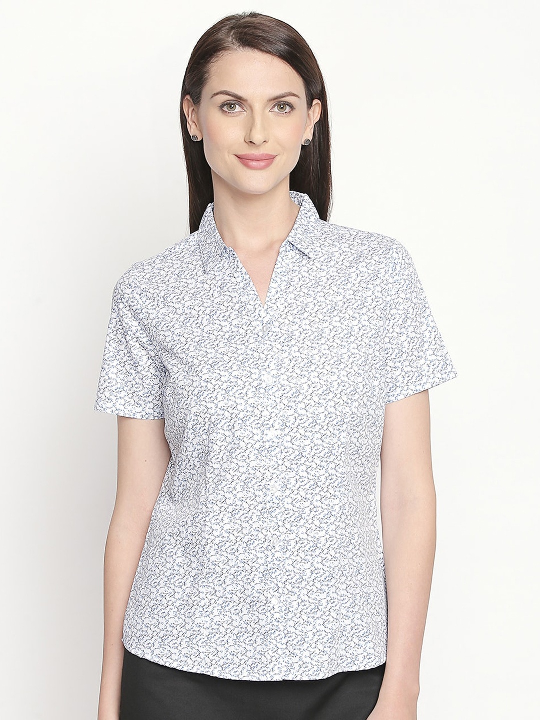 

Annabelle by Pantaloons Women Floral Printed Cotton Formal Shirt, White