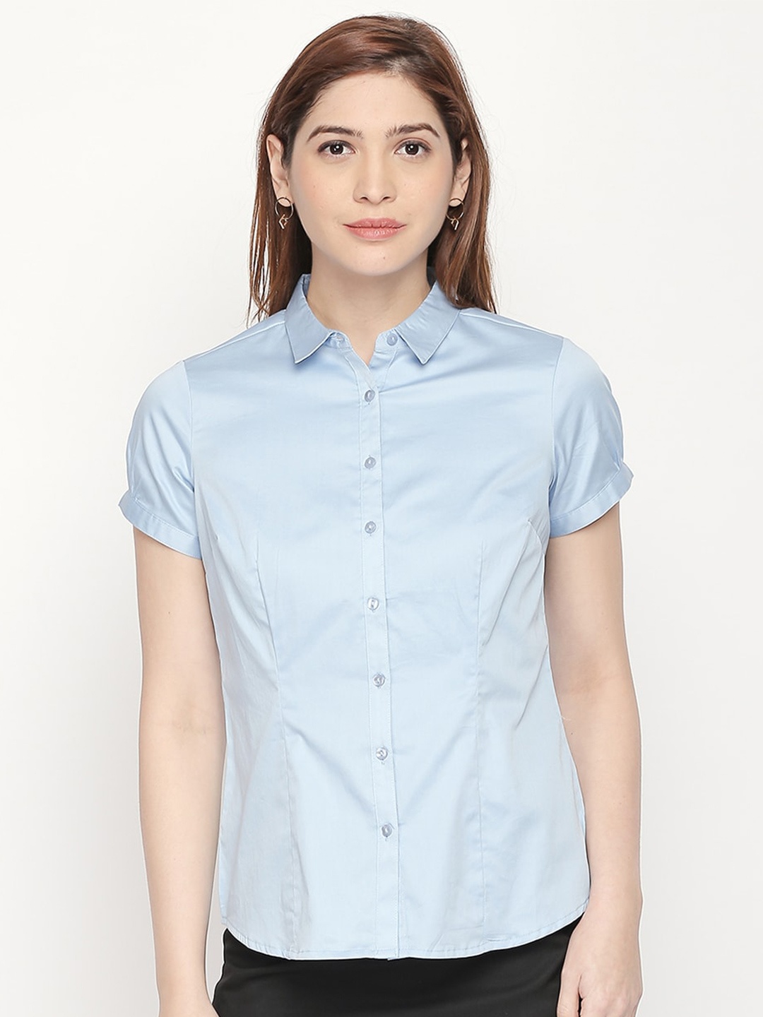 

Annabelle by Pantaloons Women Spread Collar Formal Shirt, Blue