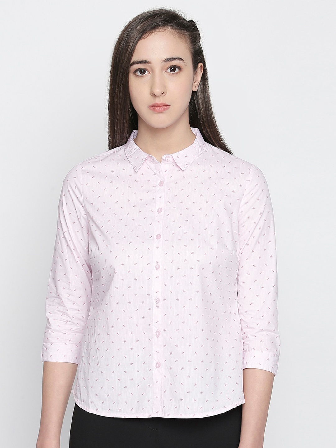 

Annabelle by Pantaloons Women Printed Formal Shirt, Pink