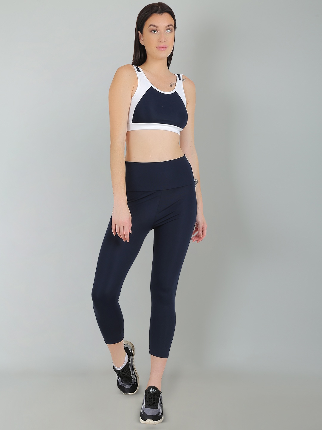 

N-Gal Women Dry Fit Workout Tights & Bra Set, White