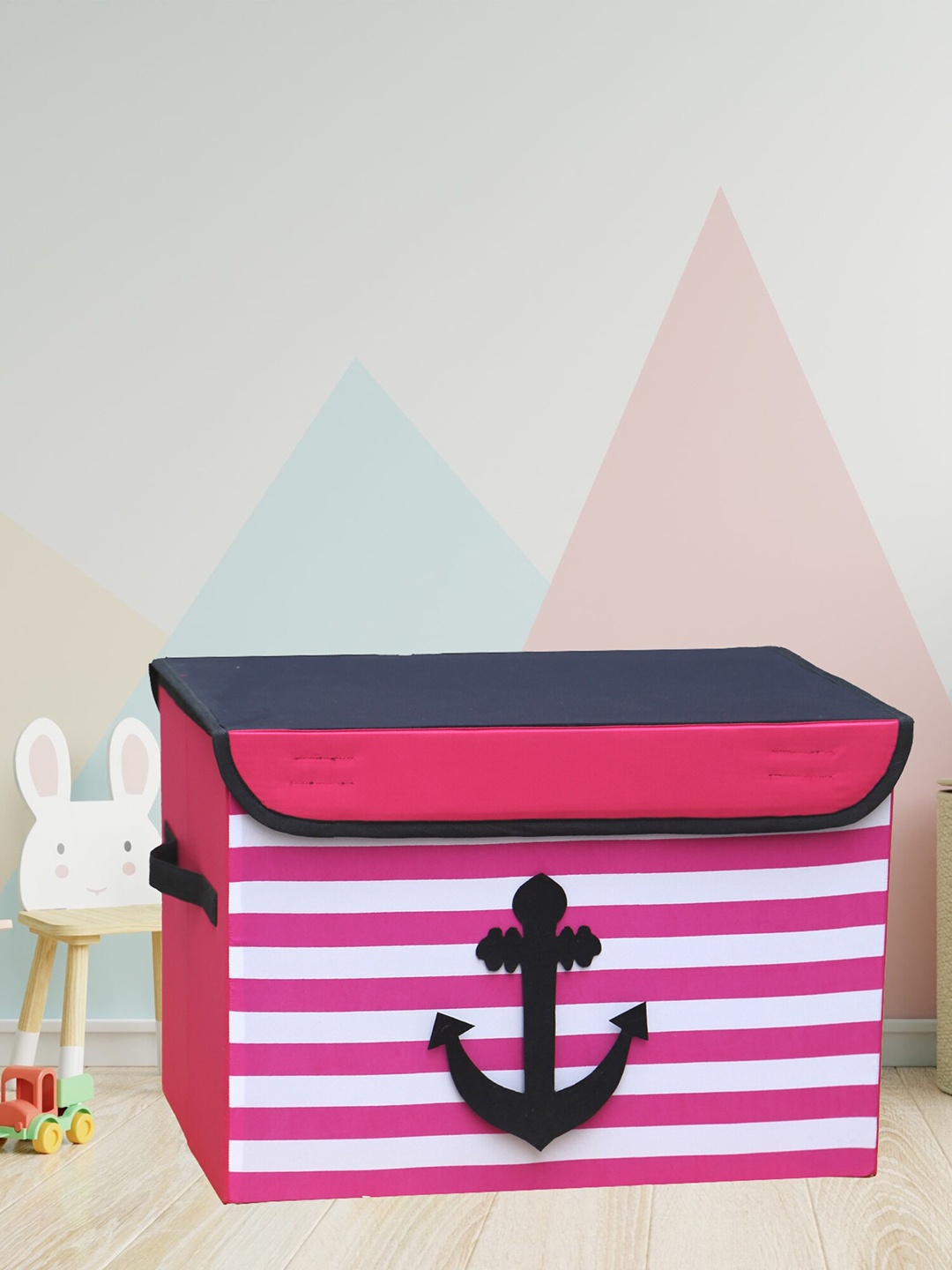 

My Gift Booth Kids Pink Striped Multiutility Storage Box