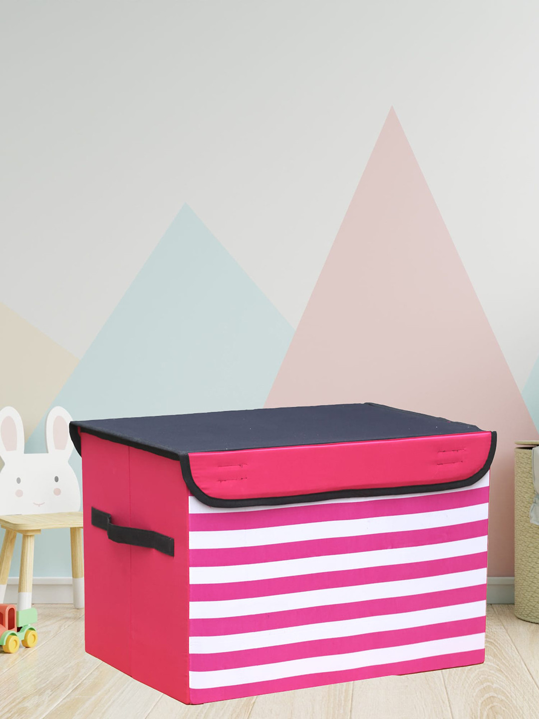 

My Gift Booth Kids Pink Striped Toy Storage Box