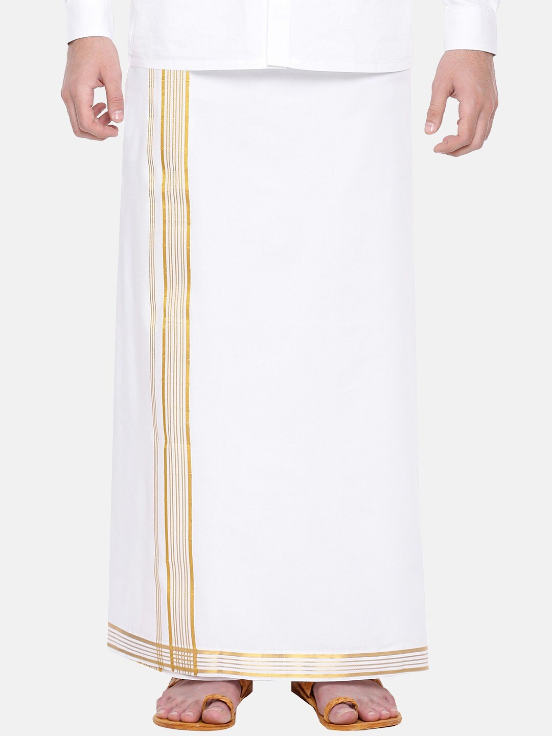 

Ramraj Cotton Dhoti With Zari Border, White