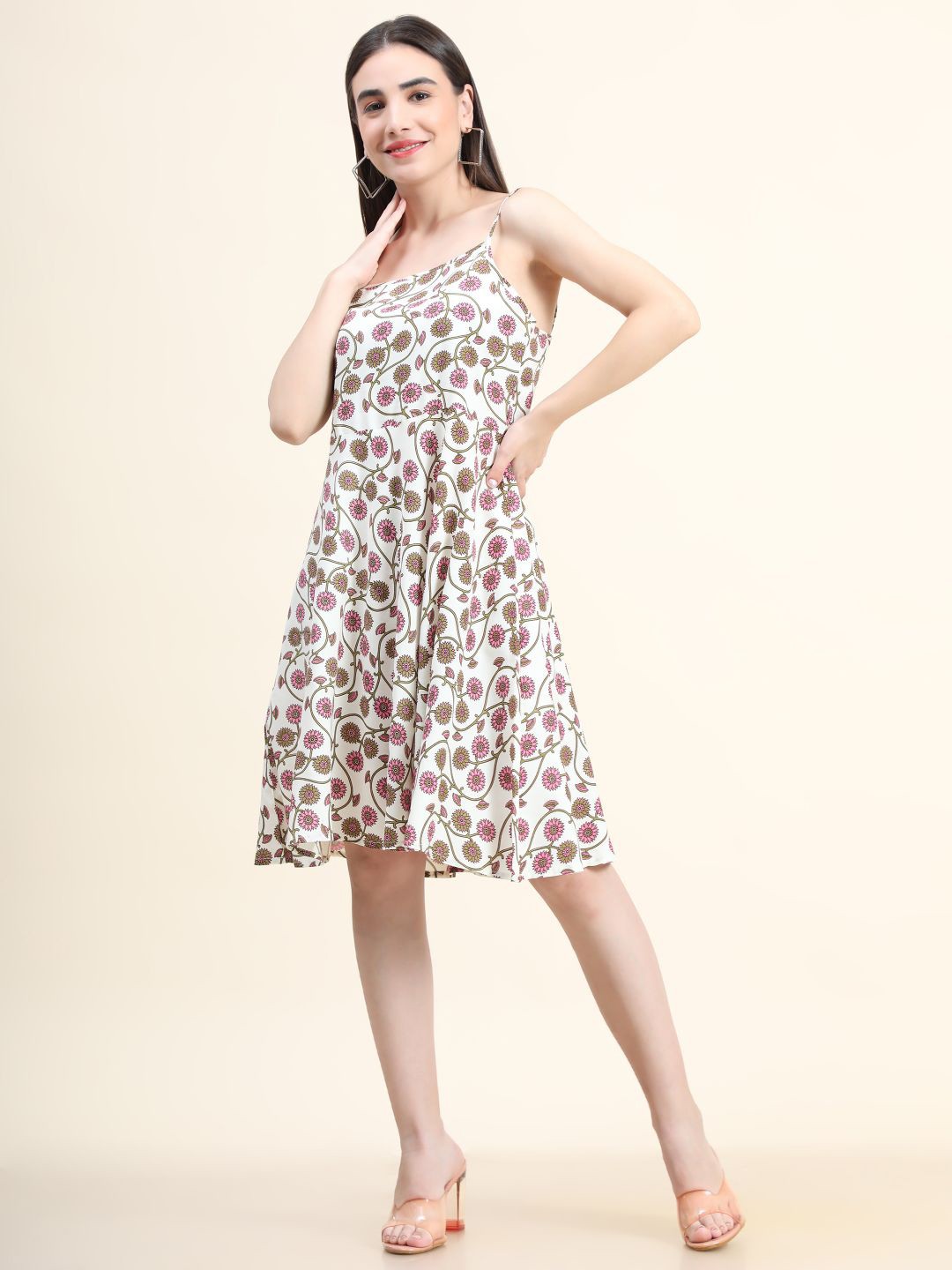 

DAEVISH Floral Layered A-Line Dress, White