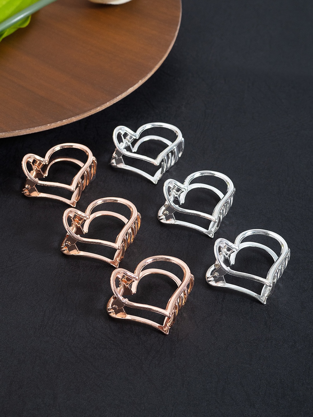

Golden Peacock Set of 6 Claw Clip, Silver
