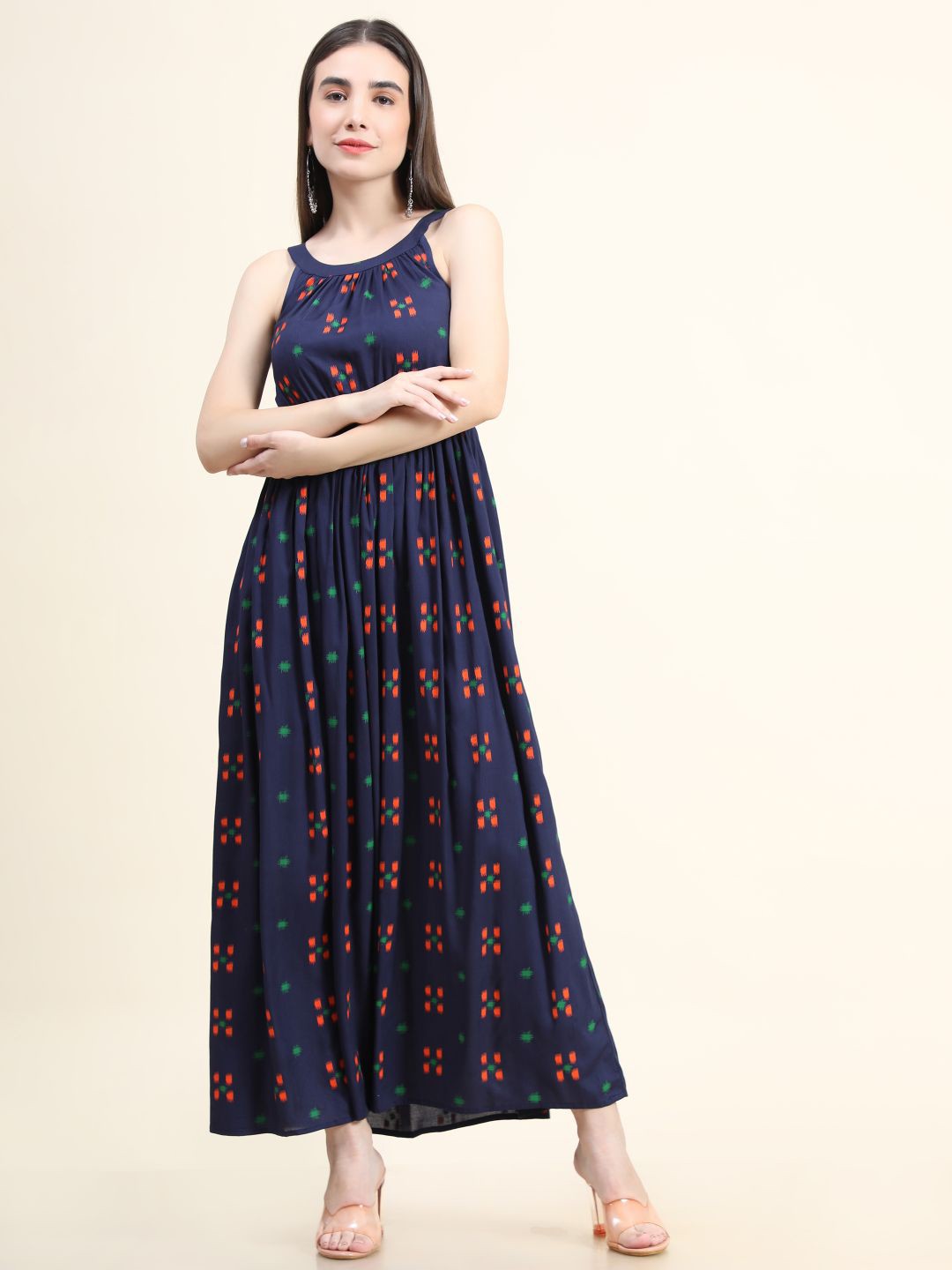 

DAEVISH Ethnic Motifs Maxi Dress, Blue