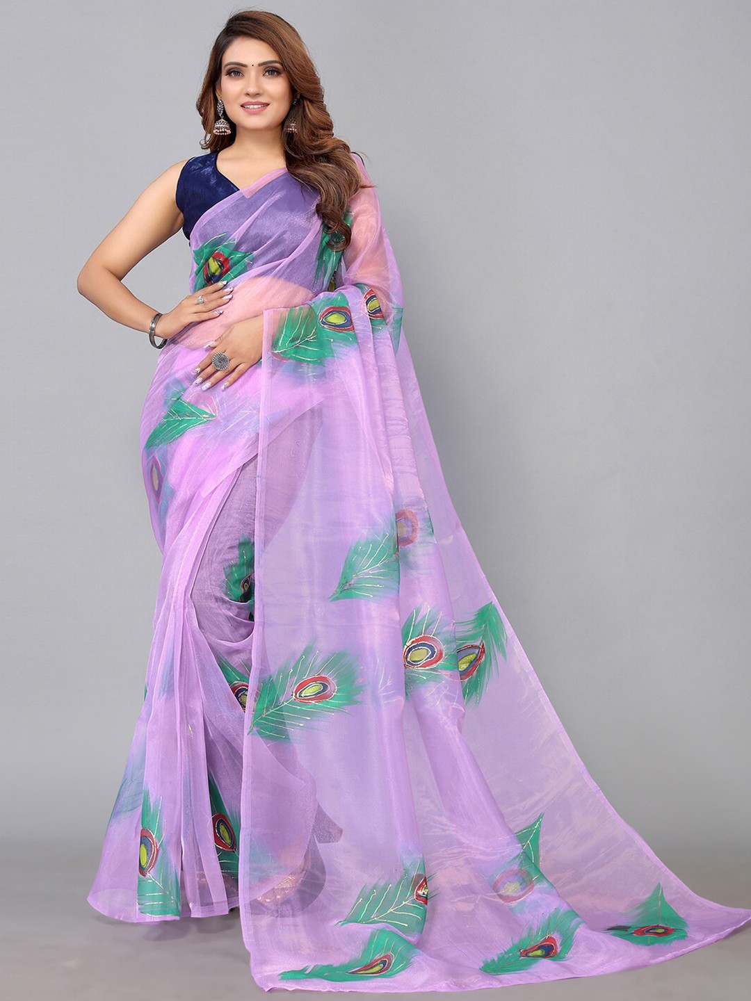 

Mitera Organza Saree, Purple