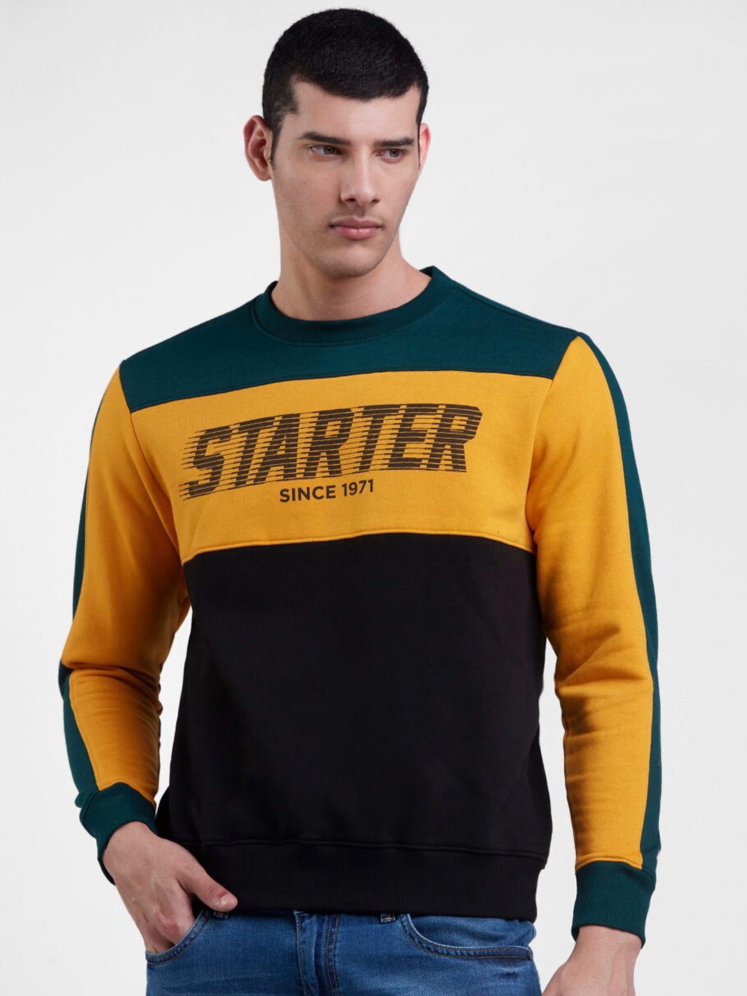 

STARTER Men Colourblocked Sweatshirt, Yellow