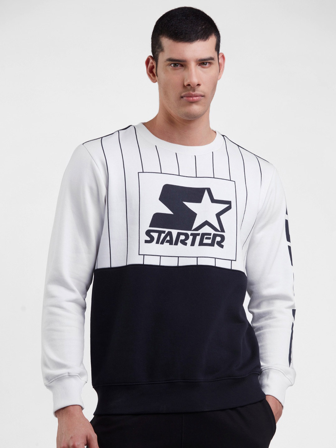 

STARTER Men Colourblocked Sweatshirt, White