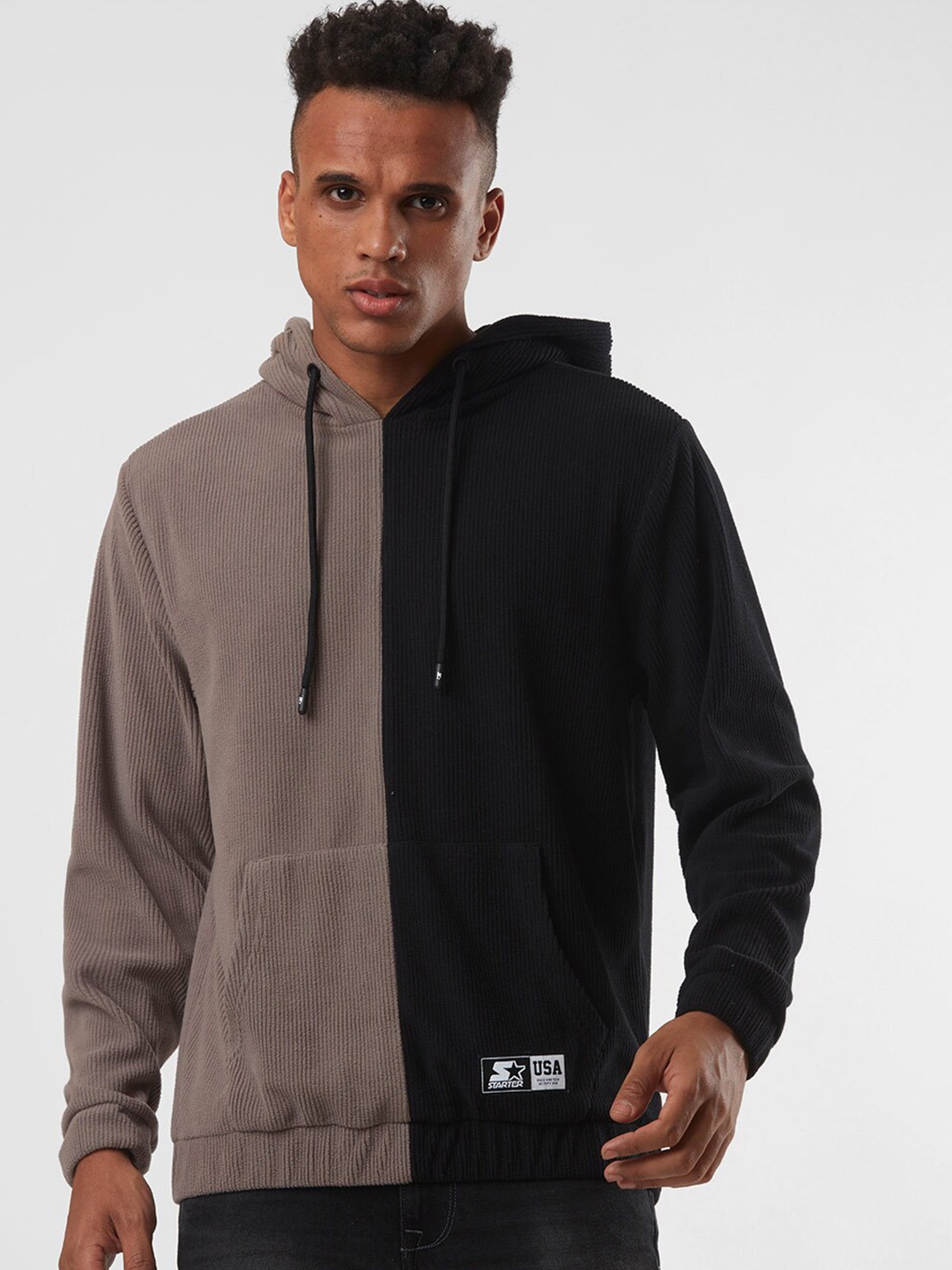 

STARTER Colourblocked Hooded Pullover Sweatshirt, Grey