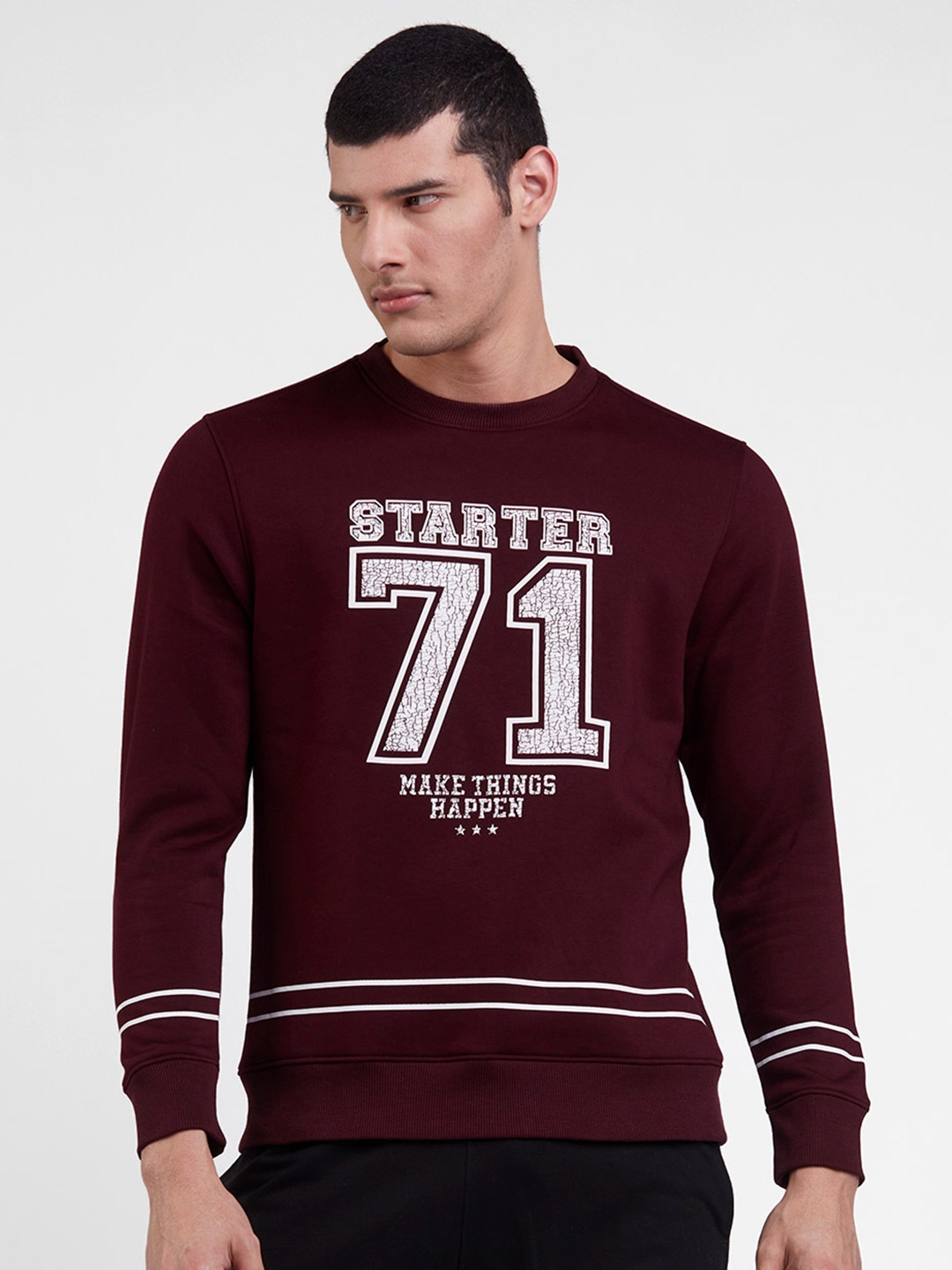 

STARTER Men Maroon Cotton Printed Sweatshirt