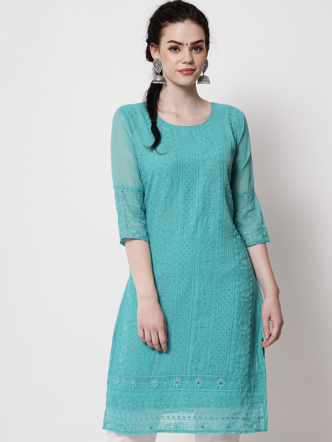 

VAIRAGEE Ethnic Motifs Embroidered Kurta, Blue