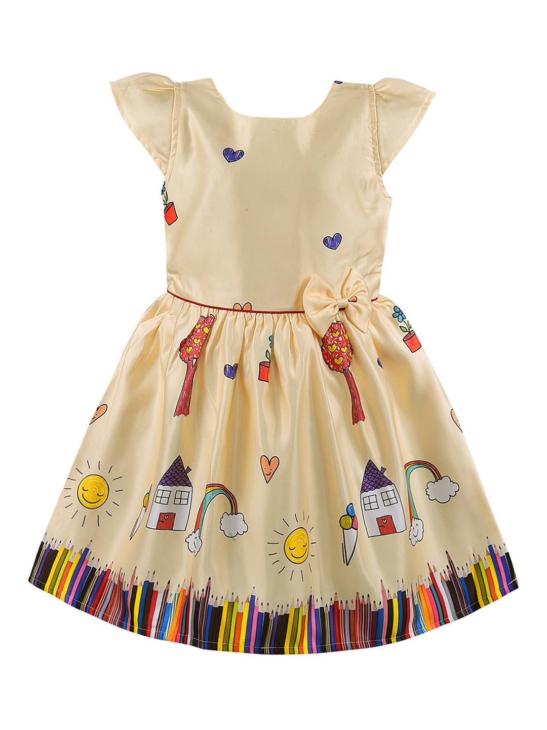 

Wish Karo Graphic Printed Satin Dress, Beige