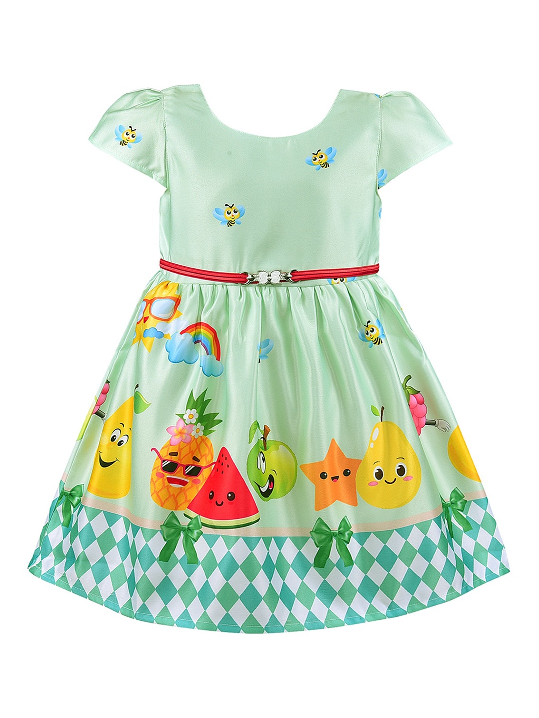 

Wish Karo Printed Satin Dress, Green