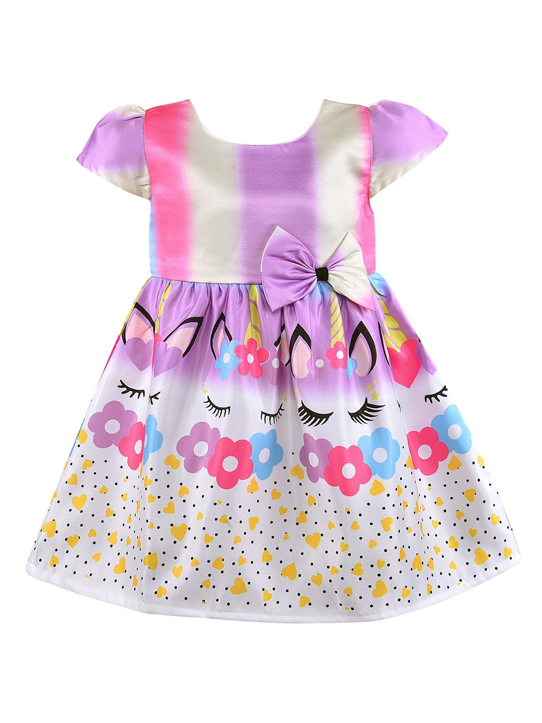 

Wish Karo Girls Printed Fit And Flare Dress, Purple