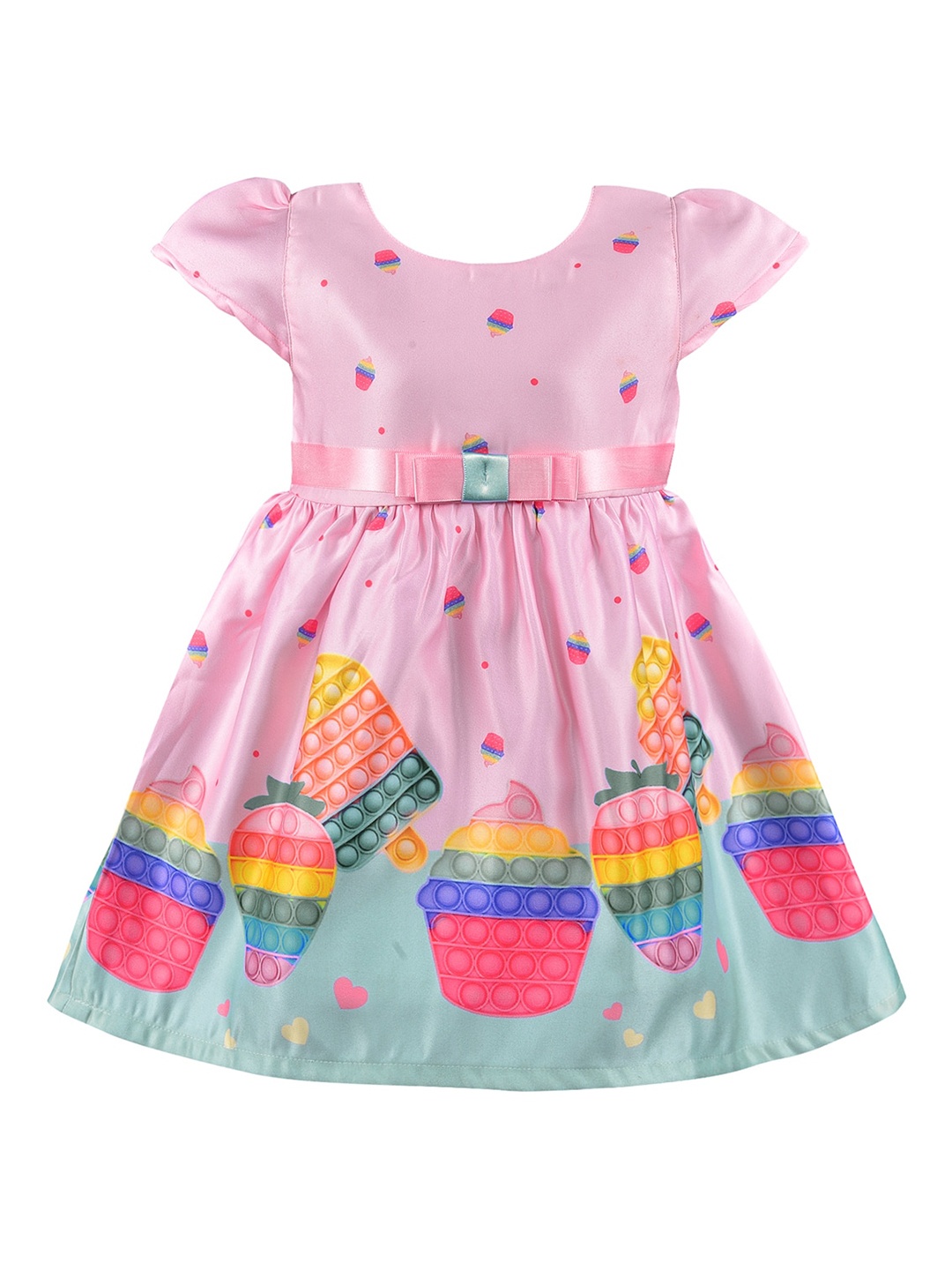 

Wish Karo Girls Graphic Printed Fit And Flare Dress, Pink