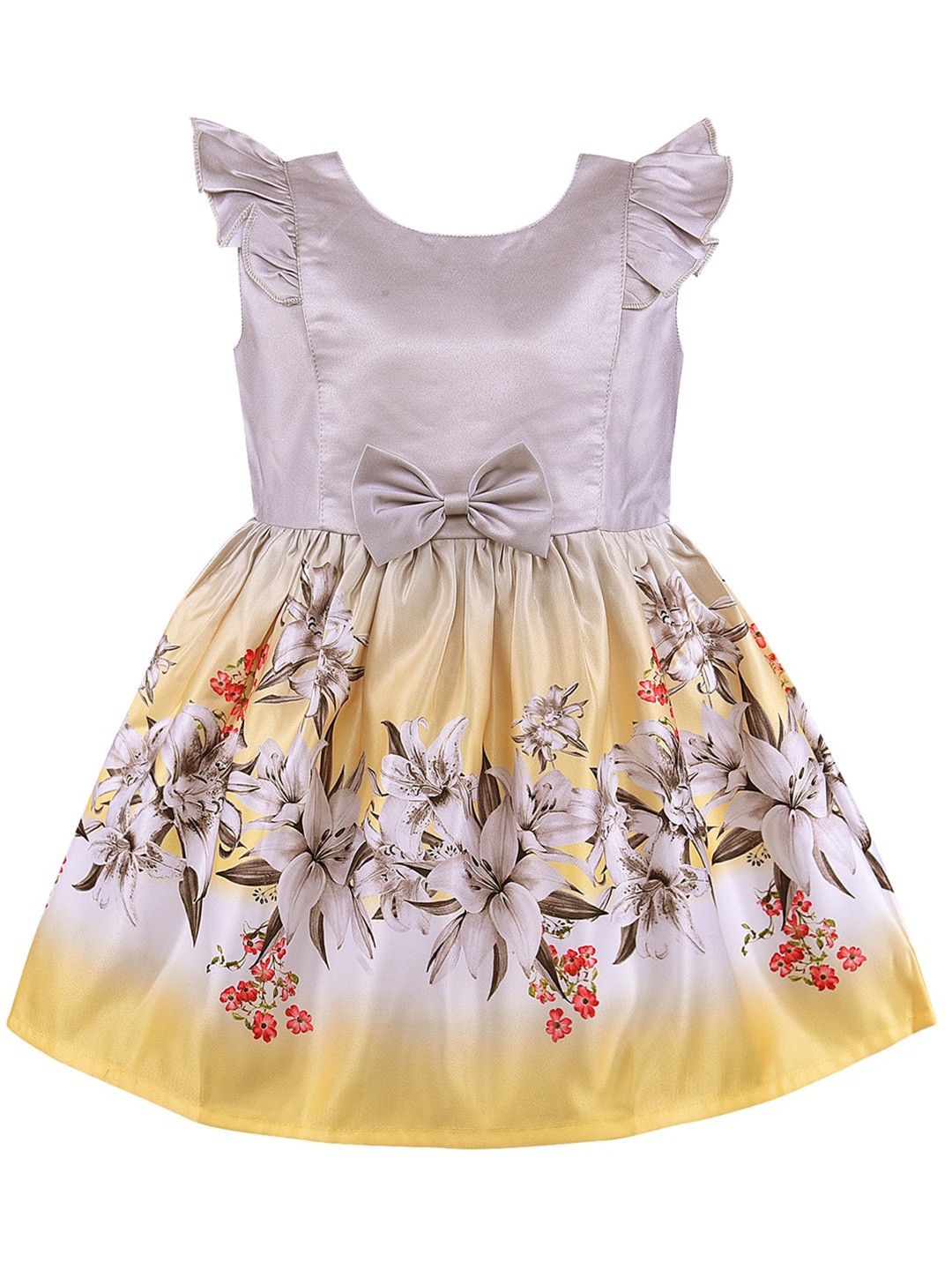 

Wish Karo Girls Floral Printed Fit And Flare Dress, Grey
