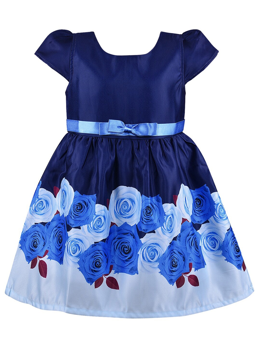 

Wish Karo Girls Floral Printed Fit And Flare Dress, Navy blue