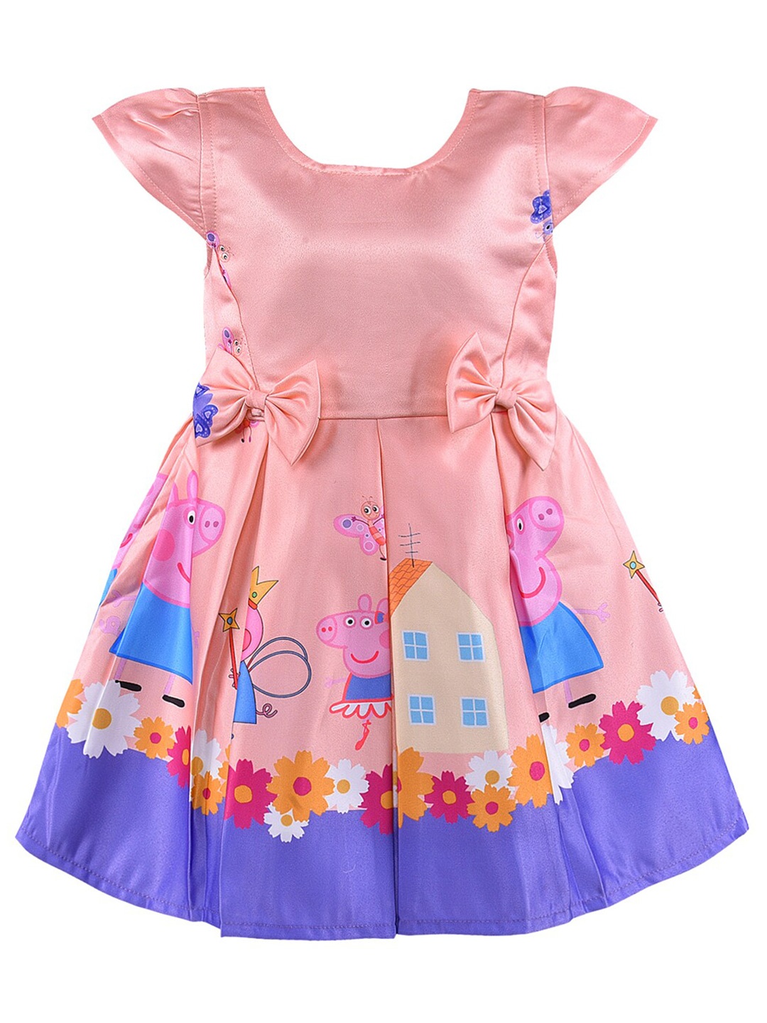 

Wish Karo Girls Peppa Pig Satin Dress, Peach