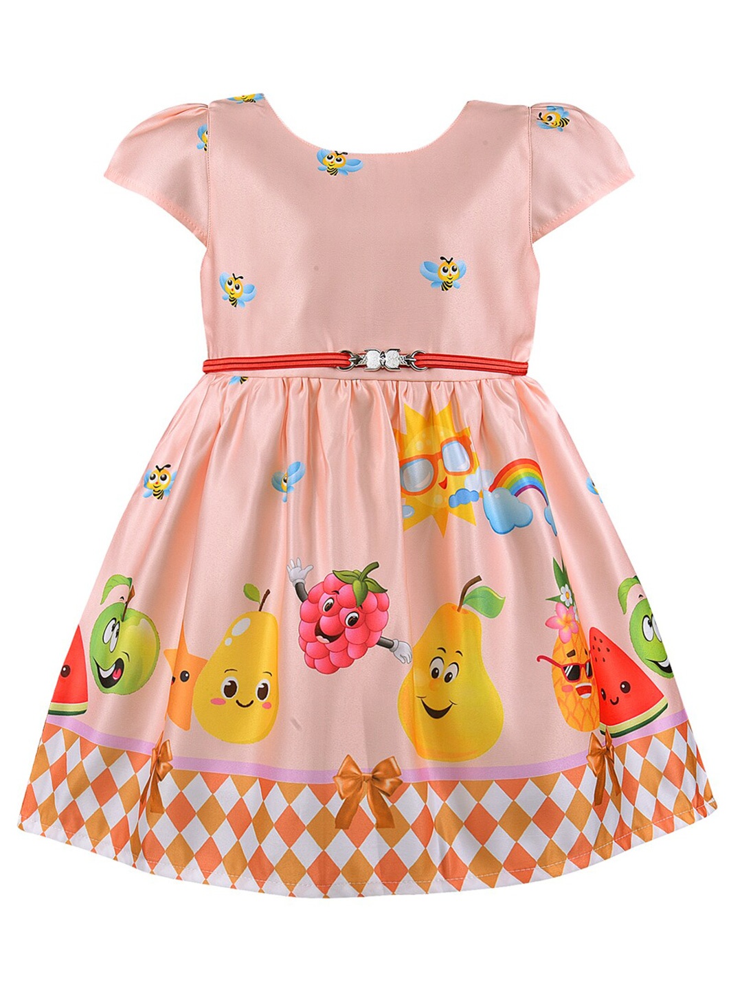 

Wish Karo Girls Floral Satin Dress, Peach