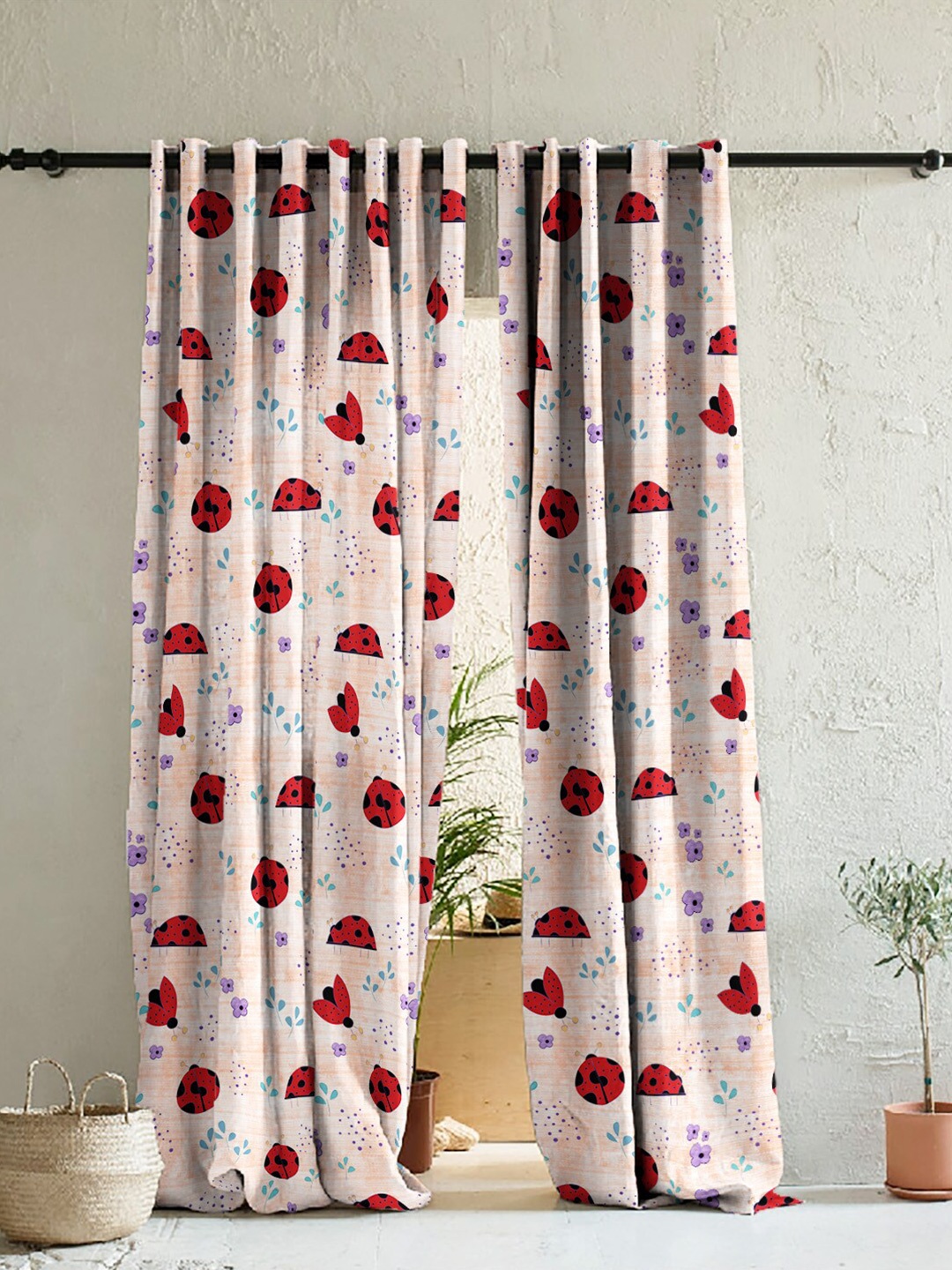 

SPACES Elegent Orange & Red Set of 2 Room Darkening Door Curtain