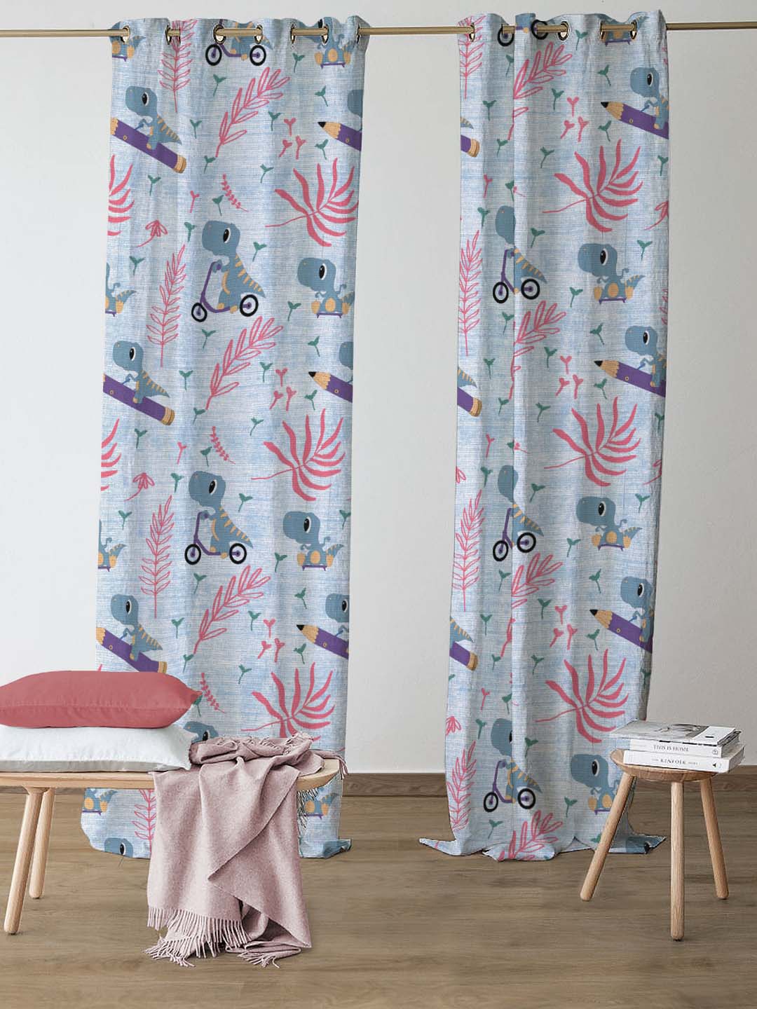 

SPACES Blue & Green Set of 2 Conversational Room Darkening Door Curtain