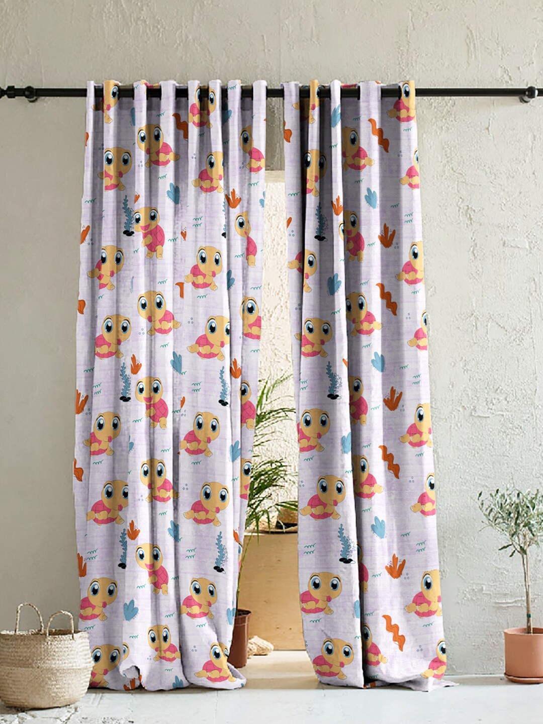 

SPACES Purple & Pink Set of 2 Room Darkening Long Door Curtain