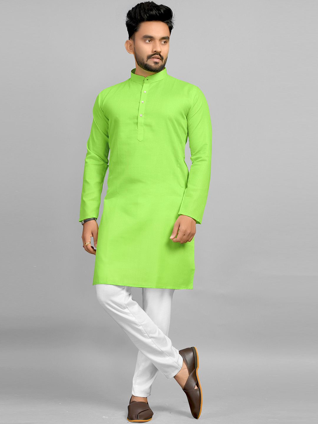 

Fashion FRICKS Men Cotton Kurta, Green