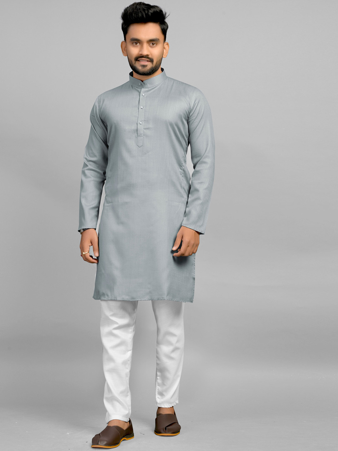 

Fashion FRICKS Men Cotton Kurta, Grey